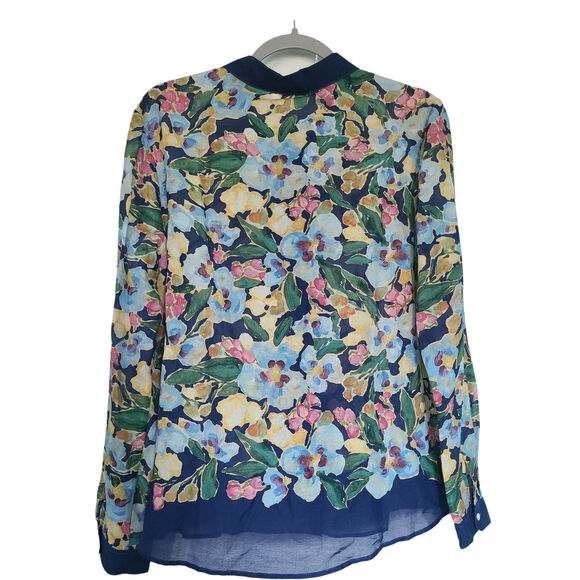 Sezane Pierro X Aimie in Poetry Blue Floral Button Down Size 40 US 8 NWT - Picture 6 of 8